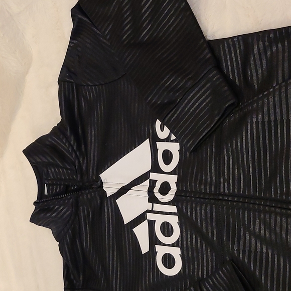 Adidas black striped zip up jacket - Picture 2 of 3